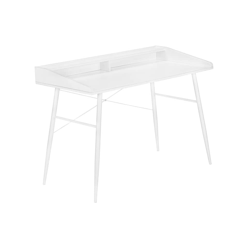 Computer Desk, Home Office, Laptop, Storage Shelves, 48"l, Work, White Laminate, White Metal, Contemporary, Modern