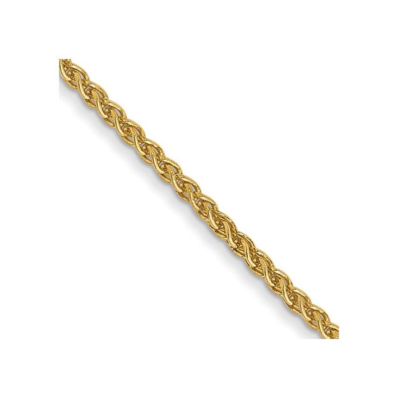 Curata 14k Yellow Gold Solid 1.1mm Polished Spiga Wheat Chain Necklace (Lobster) Options: 16 18 20 22 24 30