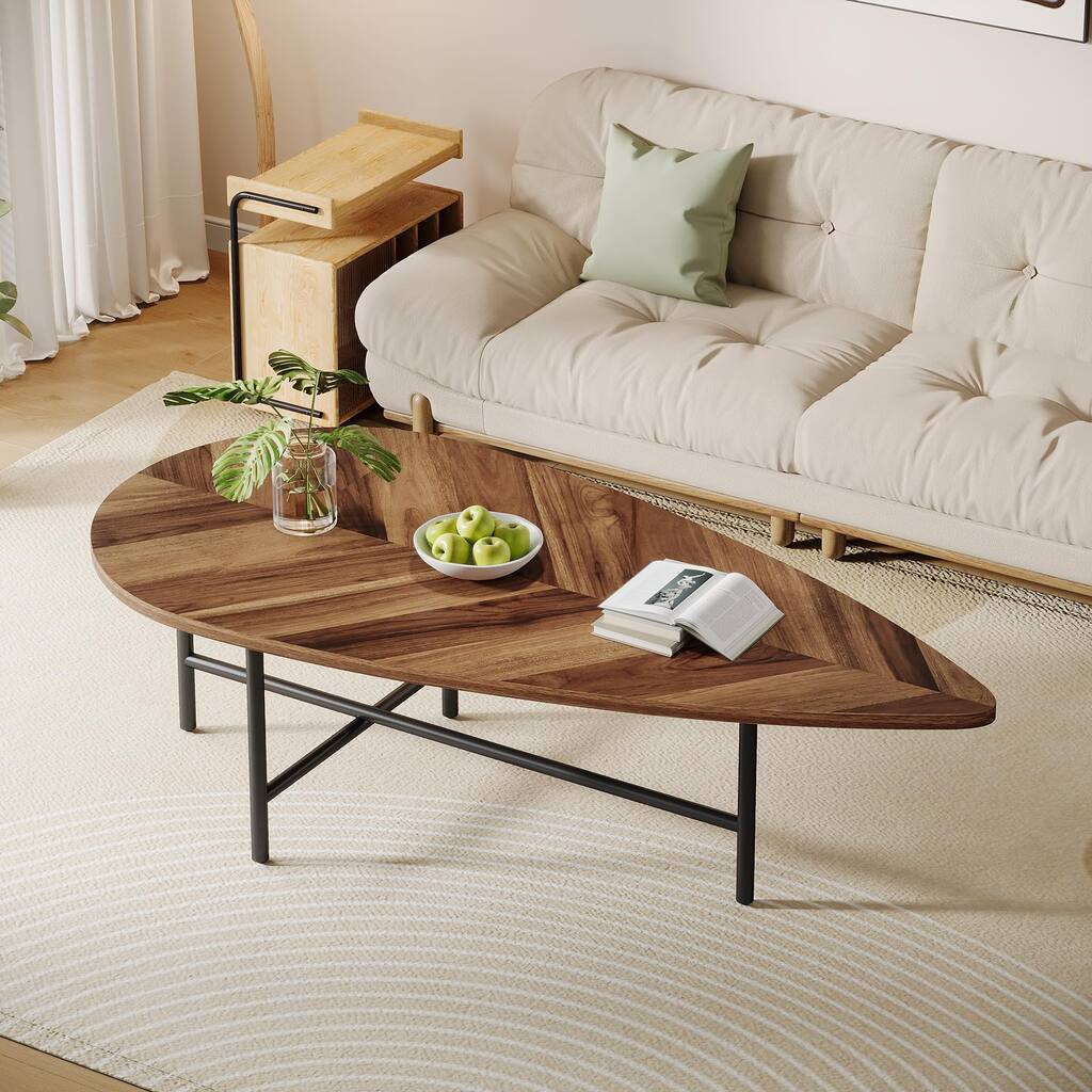 Rustic Wood Leaf Shape Coffee Table
