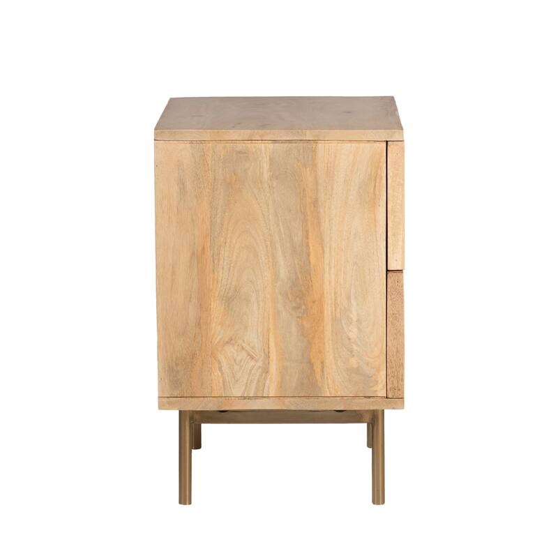 Curtis Solid Wood Two-Drawer Nightstand