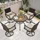 preview thumbnail 2 of 41, EROMMY Outdoor Dining Set, Swivel Rocking Chairs, Rectangular Table w Umbrella Hole, Patio Furniture Set for Backyard 5-Piece