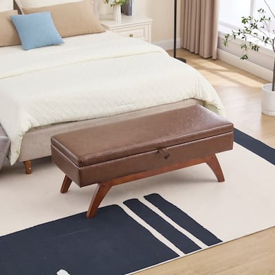 Teddy wool fabric, solid wood feet for solid weighing, and bed end stool with storage function