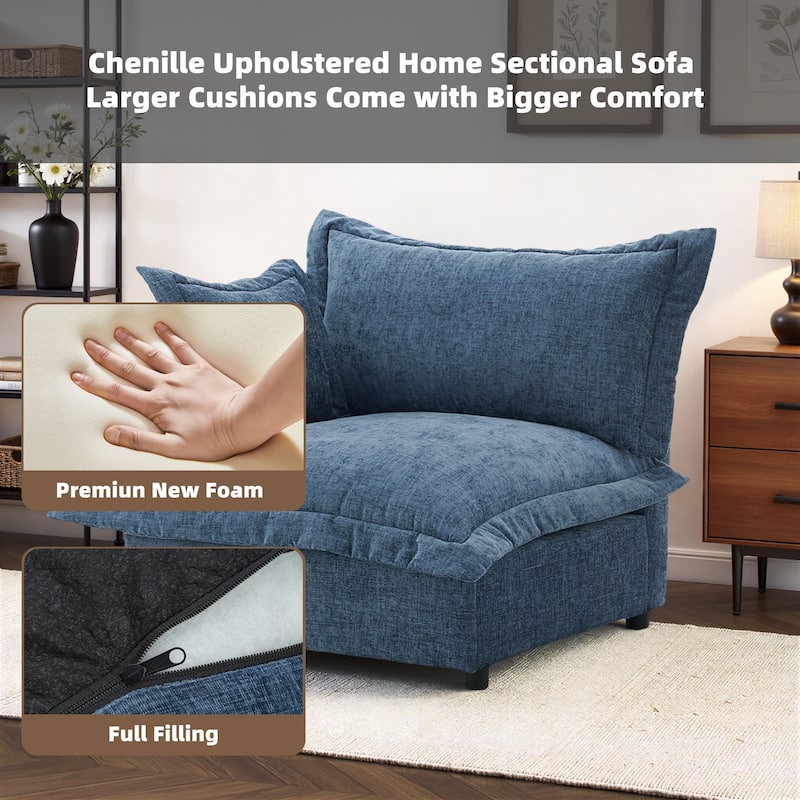 Double Layer Cushion Comfy Cloud Modular Sectional Sofa Couch Ottoman