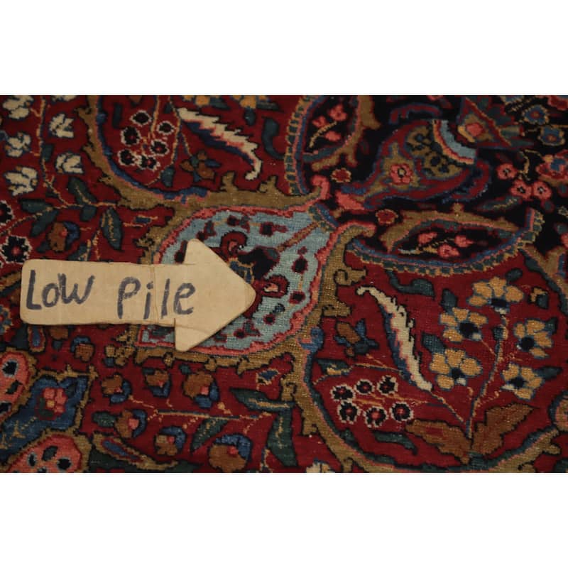 Hand Knotted Oriental 100% Wool Carpet Traditional Floral Navy Blue & Blues Tabriz Area Rug - 11' 7'' X 7' 9''