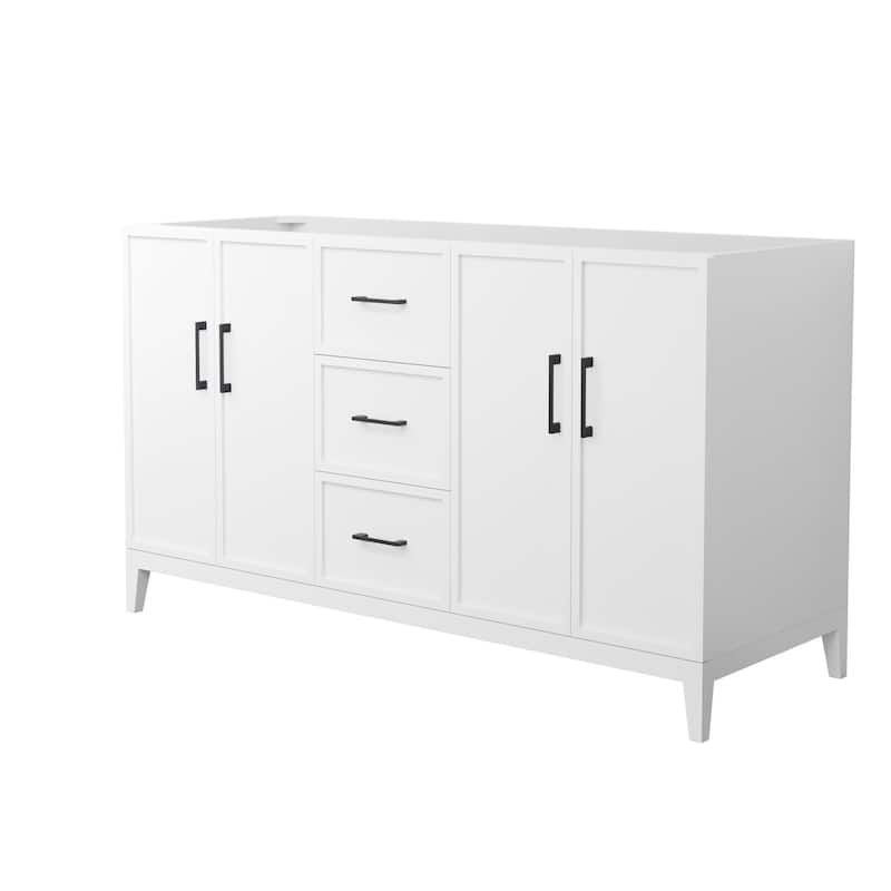 Elan 60-inch Double Vanity Cabinet - White, Black Trim, No Top