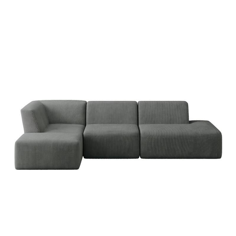 Corduroy Fully Sponge Molded Modular Sectional Sofa with Ottoman