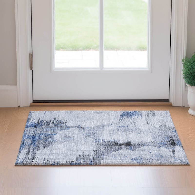 Premium Washable Super Soft Modern Impressions Mayfield Rug - Blue - 1' 8" x 2' 6" - Rectangle