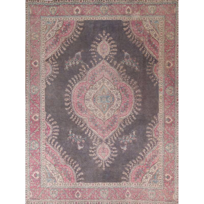 Tabriz Persian Vintage Rug Hand-Knotted Wool Carpet - 9'9"x 11'8"