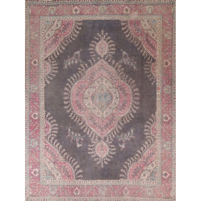 Tabriz Persian Vintage Rug Hand-Knotted Wool Carpet - 9'9"x 11'8"