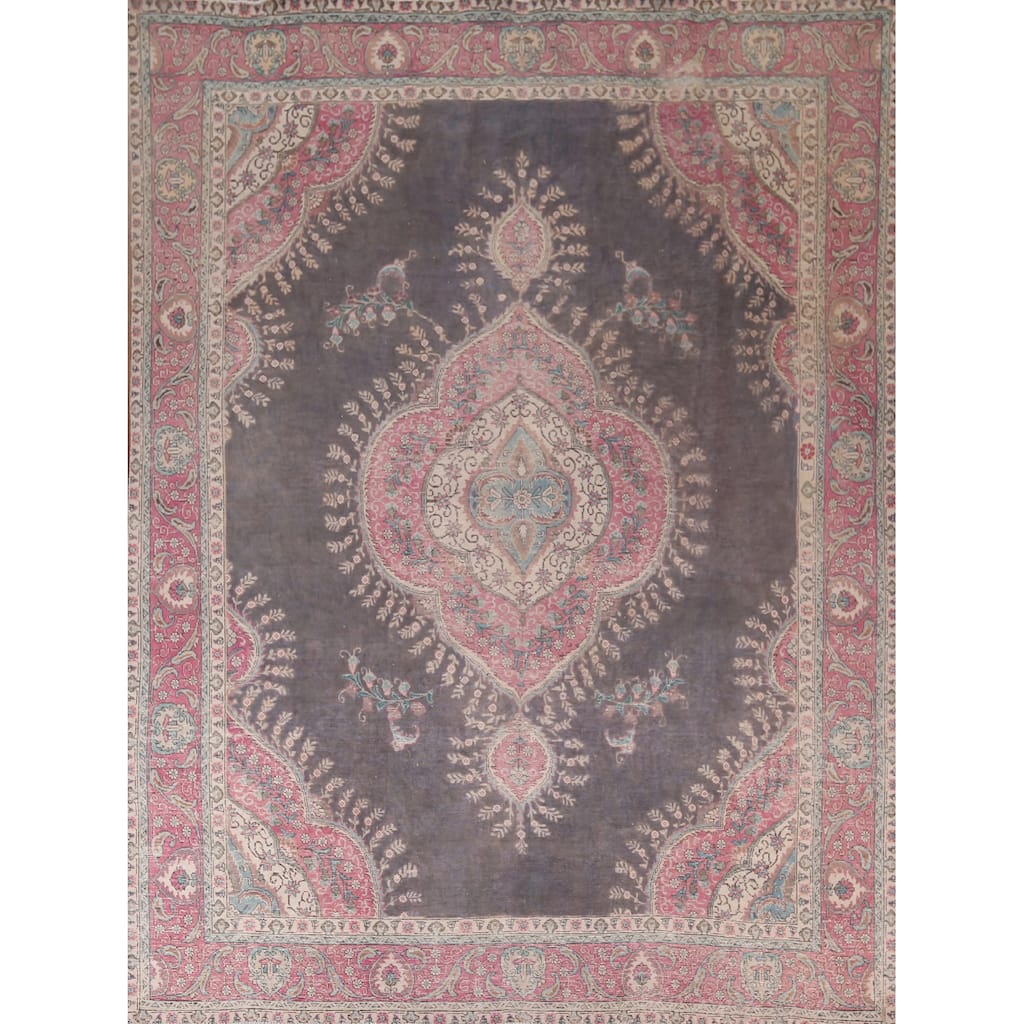 Tabriz Persian Vintage Rug Hand-Knotted Wool Carpet - 9'9"x 11'8"