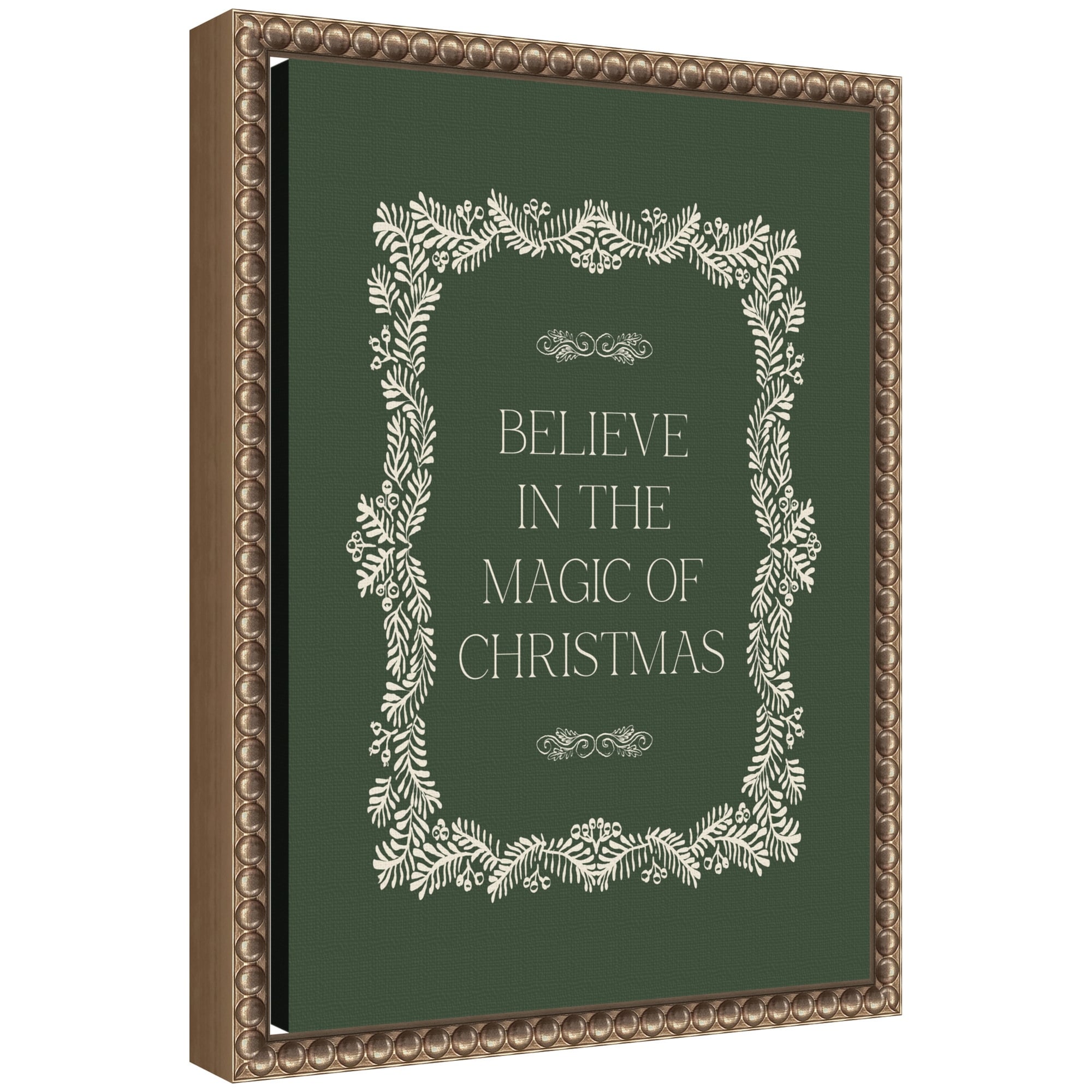 Kate and Laurel Christmas Magic Green by Kikiandnim Framed Canvas Wall Art Print