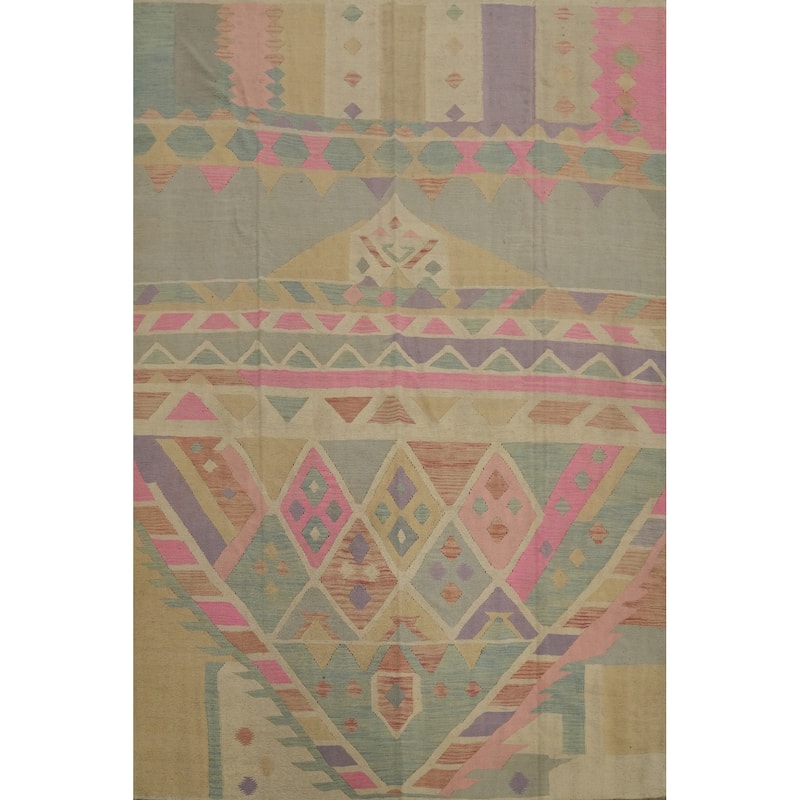 Hand Woven Oriental 100% Wool Carpet Southwestern Tribal Multi-Colored Kilim Area Rug - 10' 0'' X 8' 2''