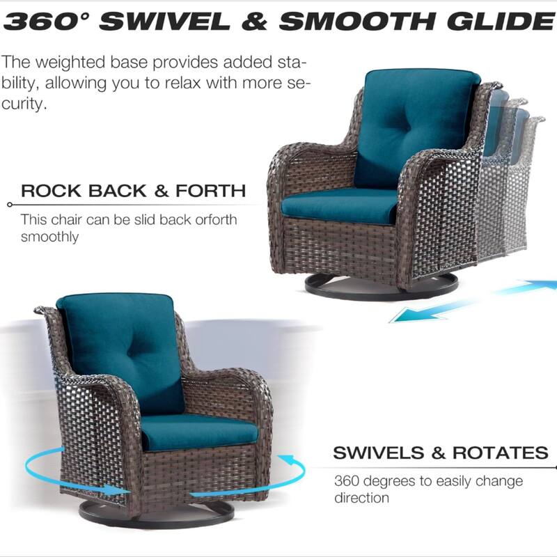 Wicker Patio Furniture Set 5 Piece Rattan Outdoor Sectional Conversation Sets with 2 Chairs,2 Ottomans and 1 Side Table