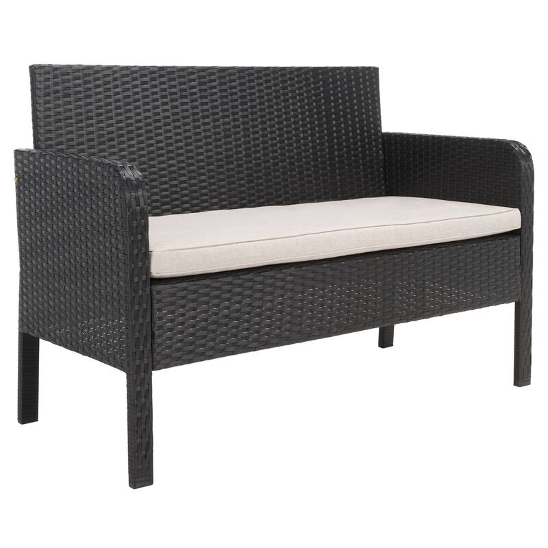 SAFAVIEH Outdoor Zsolt Wicker/ Steel 4-Piece Patio Conversation Set - 42W x 31D x 21H