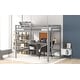 preview thumbnail 4 of 13, Full size Loft Bed with Desk, Writing Board and Drawers Cabinet, Grey