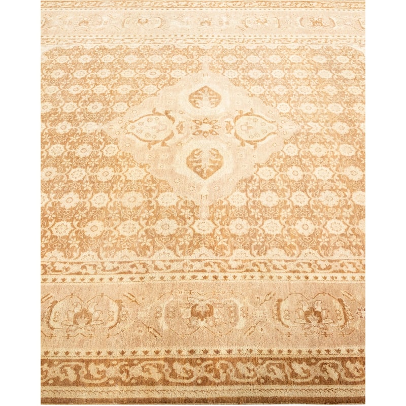 Overton Hand Knotted Wool Traditional Oriental Beige Area Rug - 6' x 9'