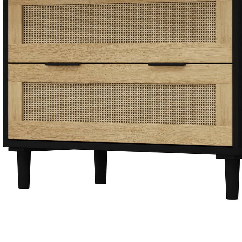 Rattan 3-Drawers Buffet Storage Cabinet (Set of 2)