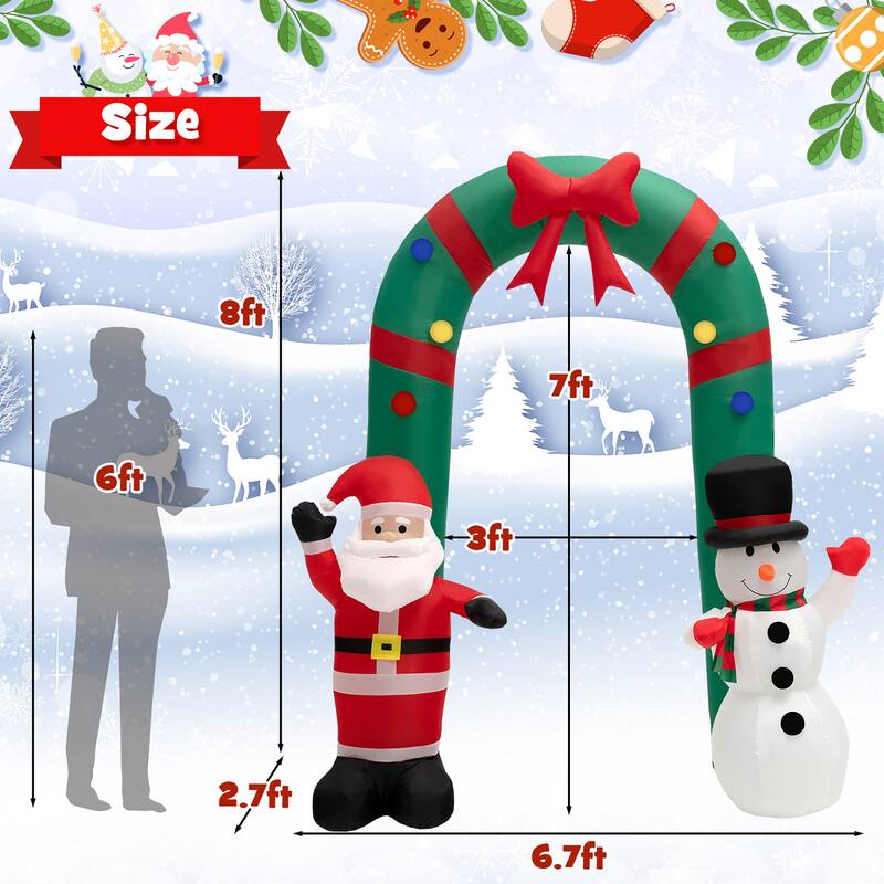 Gymax 8FT Tall Inflatable Archway Christmas Welcoming Decor w/ Bright - See Details