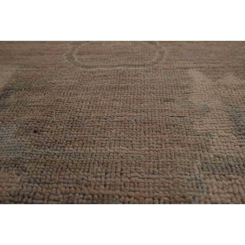 Vegetable Dye Oushak Oriental Area Rug Handmade Floral Wool Carpet - 8'9" x 11'7"