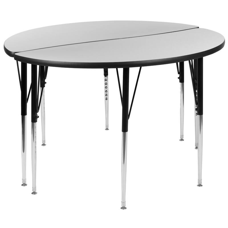 2 Piece 47.5" Circle Wave Flexible Grey Adjustable Activity Table Set