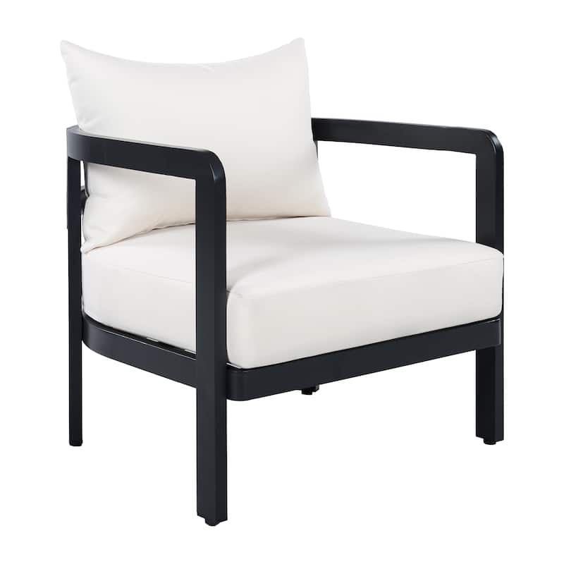 Christopher Knight Home - Modern 27.6" Outdoor Curved Back Patio Club Chair with Aluminum Frame & Water-Resistant Cushions