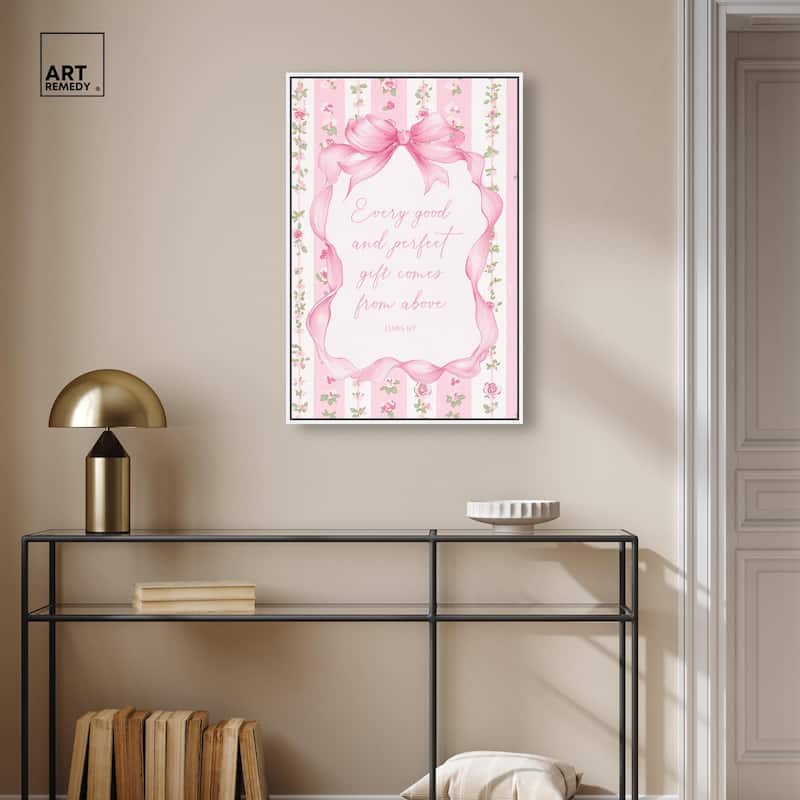Good and Perfect Gift Bow Canvas by Art Remedy