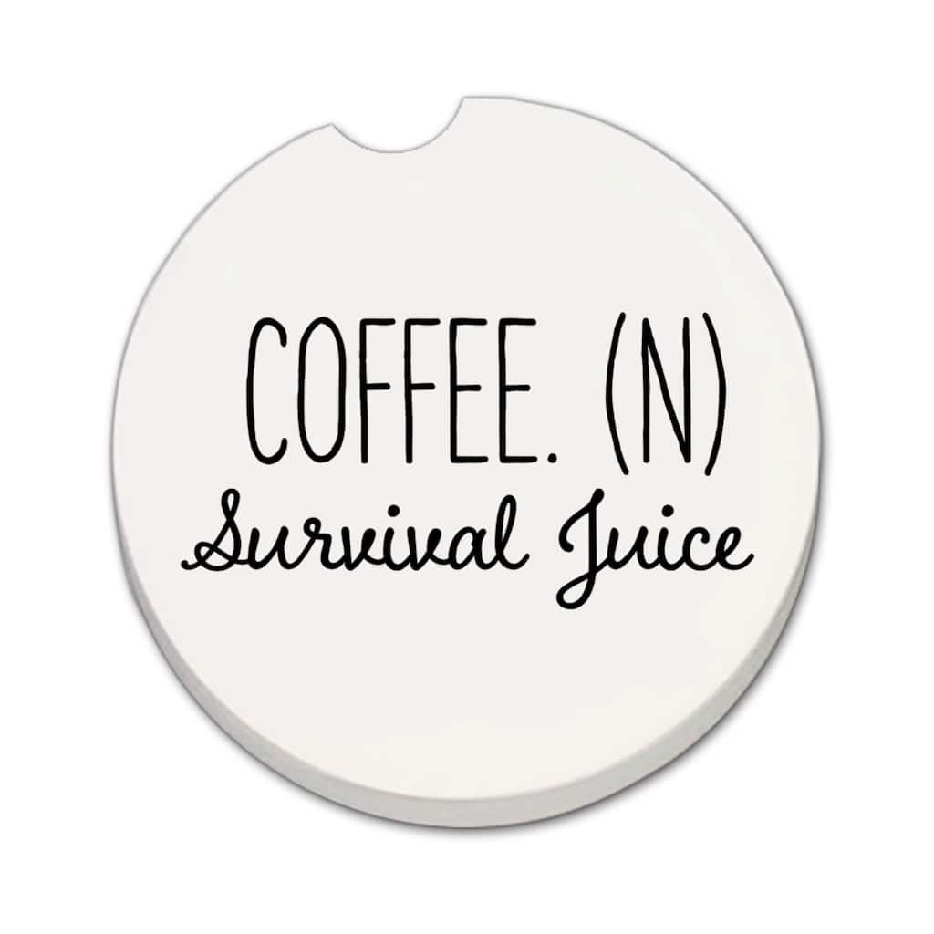 Survival Juice 2 Pack Absorbent Stone Coaster for Vehicle Cup Holder 2.6” Diameter Manufactured in The USA