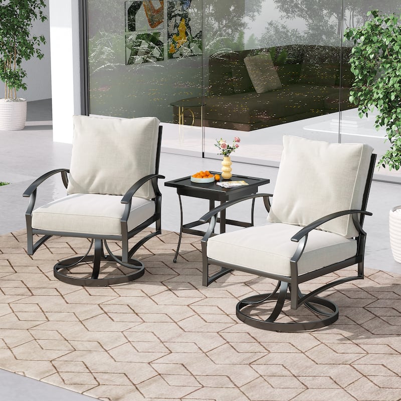 3-Piece Outdoor Metal Bistro Set with Cushion