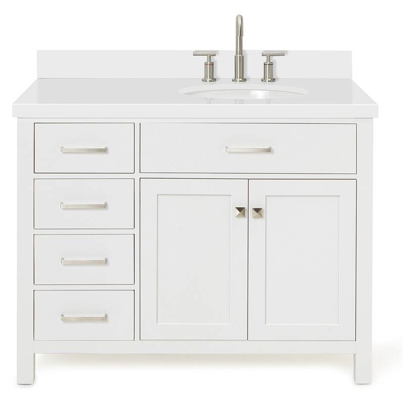 Ariel H043SRWQOVO Bristol 42" Thick Quartz Vanity Top - White - Colored