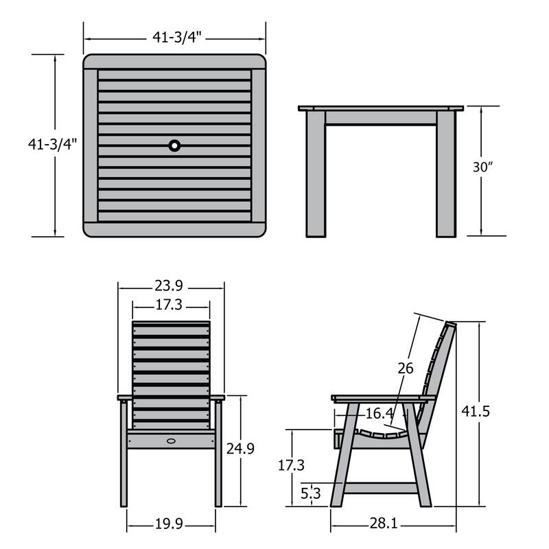 Weatherly 5-piece Outdoor Dining Set - 42" x 42" Table, Dining-height