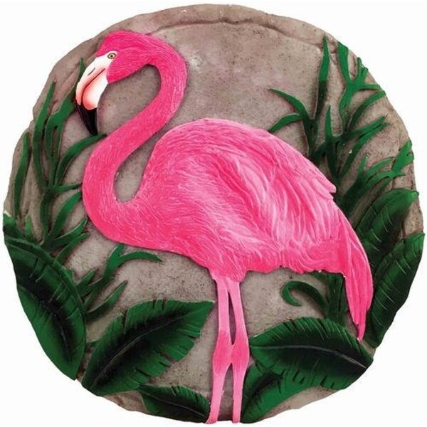 Set of 2 Pink Flamingo Decorative Garden Stones