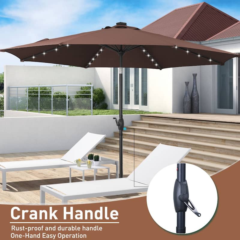 Autlaycil 10FT Solar Power LED Lights Patio Umbrella