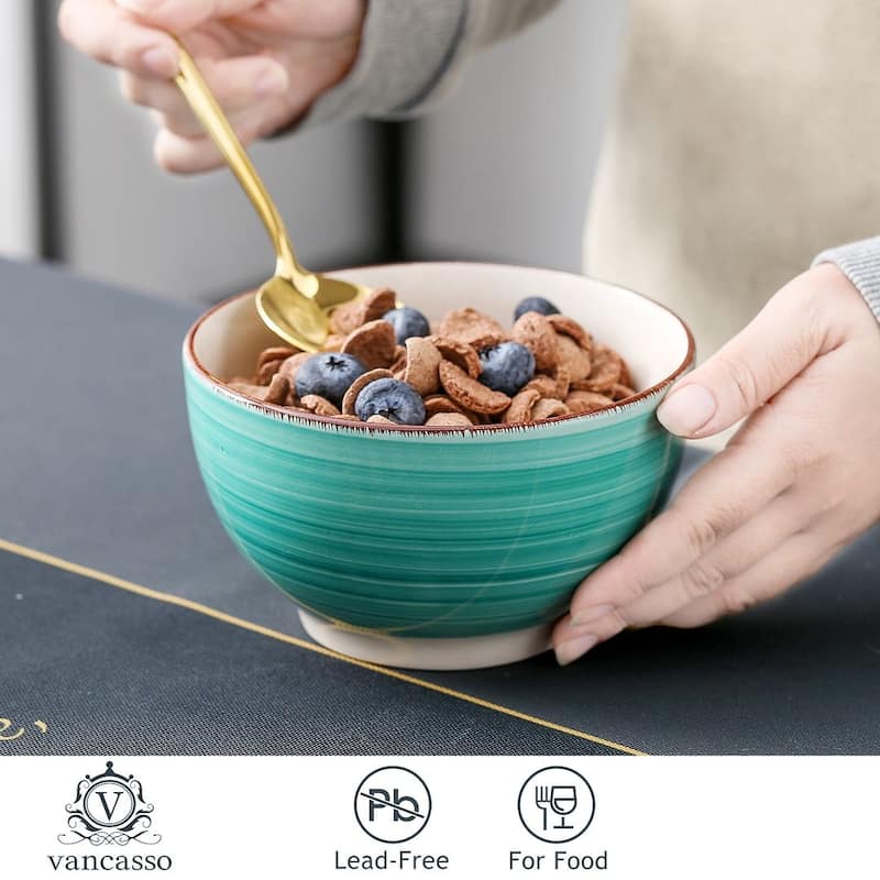 vancasso Bella 5.5 Inch Stoneware Large Serving Bowl Set,24Oz.