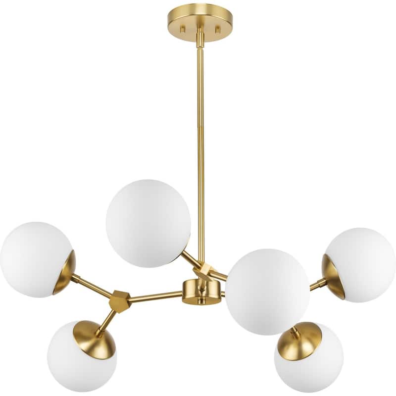 Haas Collection Six-Light Brushed Bronze Mid-Century Modern Chandelier - 33.5 in x 33.5 in x 12.5 in