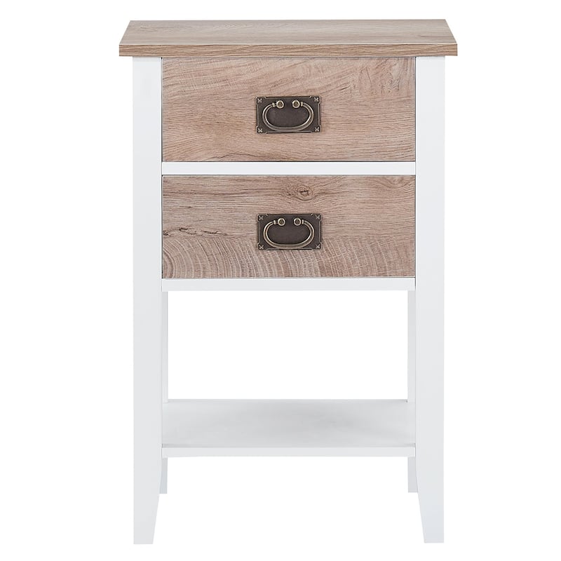 Javlergo Wood Nightstand with 2-Drawer and Storage Shelf, Set of 2