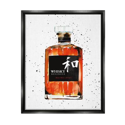 Stupell Whisky Business Quote Japanese Liquor Bottle Floater Frame - White