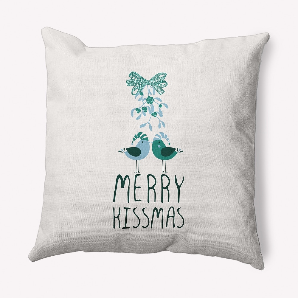 Merry Kissmas Christmas Soft Spun Polyester Decorative Throw Pillow