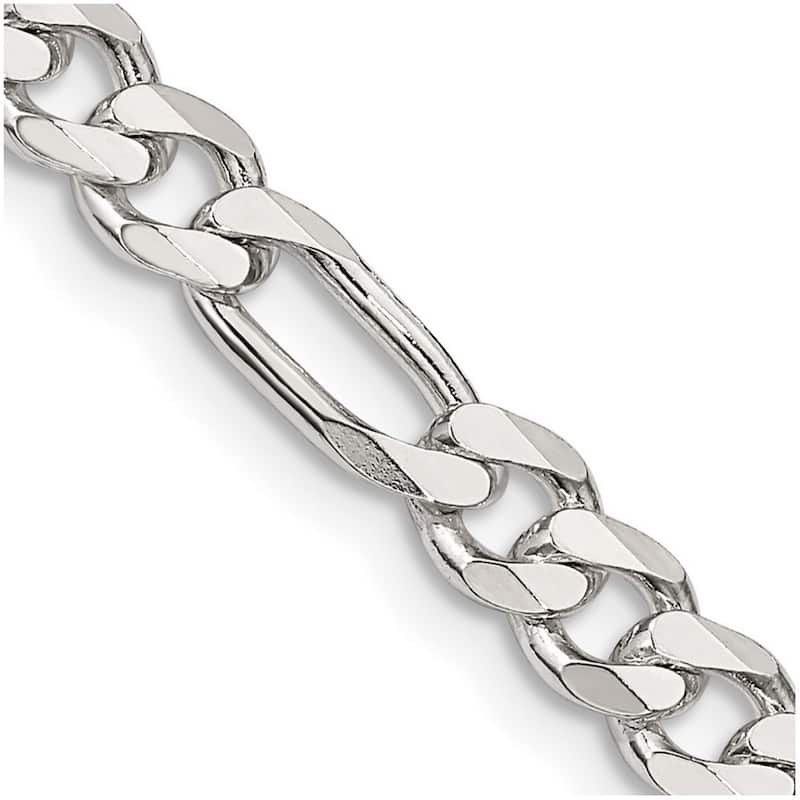 Curata 925 Sterling Silver 5.25mm Figaro Chain Necklace for Men