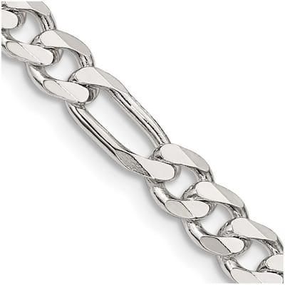 Curata 925 Sterling Silver Solid Polished 5.25mm Figaro Chain Anklet 9 Inch Lobster Claw