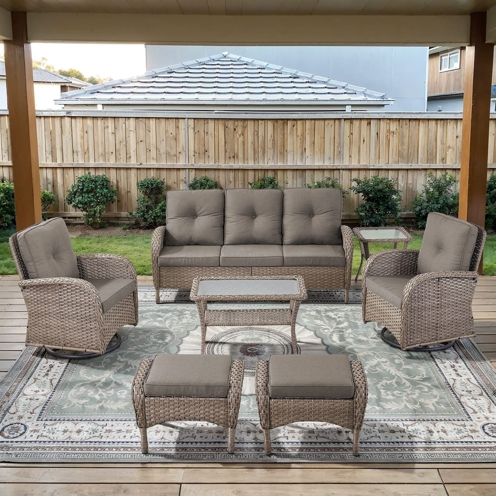 Gymojoy Outdoor Wicker Patio Furniture Sofa Chair Set Weather-Resistant