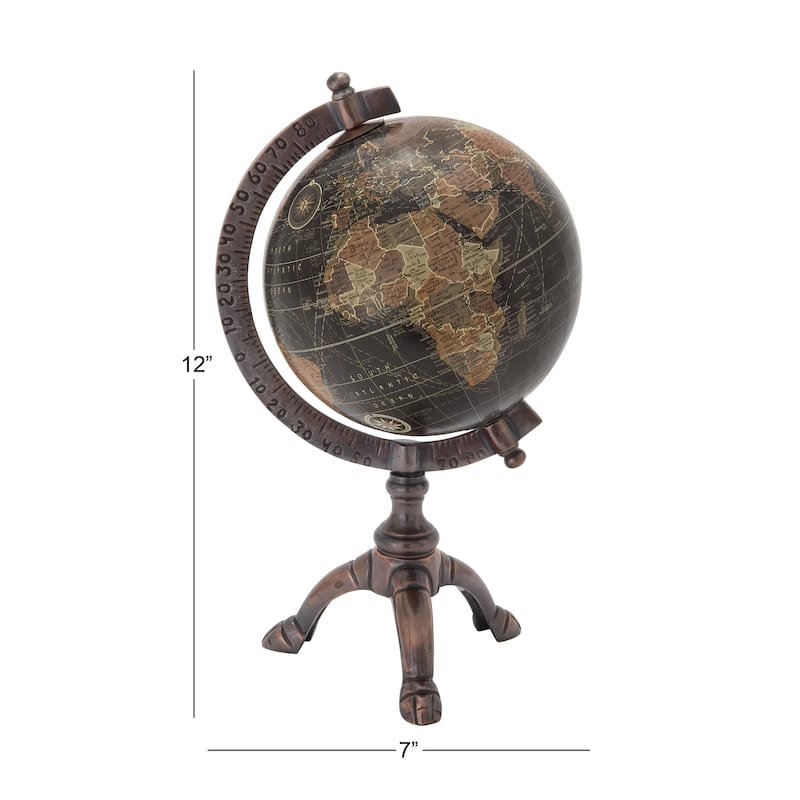 Brown Aluminum Rustic Globe 12 x 7 x 6 - 7 x 6 x 12