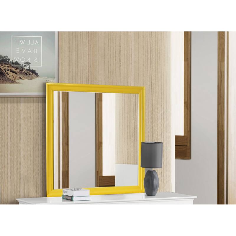 Framed Square Wooden Dresser Mirror - 35" - Yellow