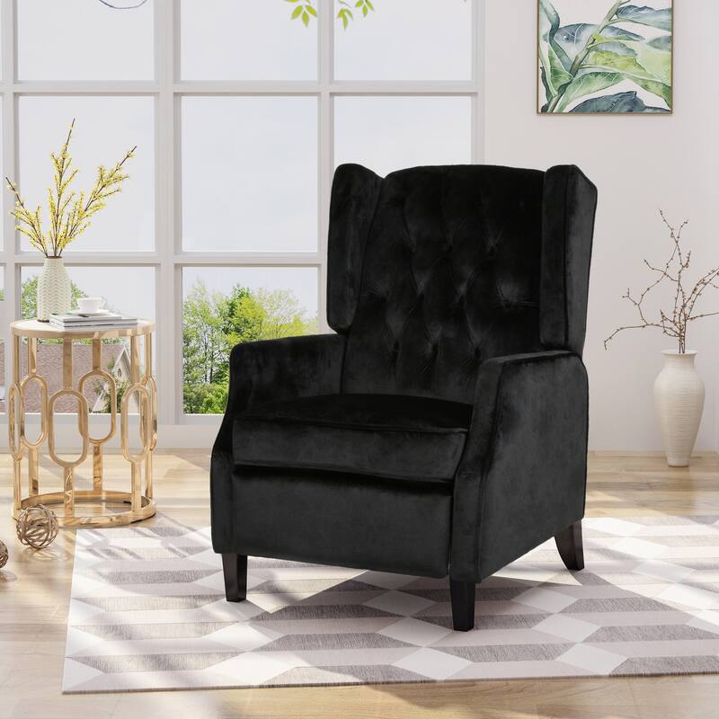 Roomfitters Tufted Wingback Push-Back Recliner Chair with Flared Arms, Lounge Accent Chair for Living Room