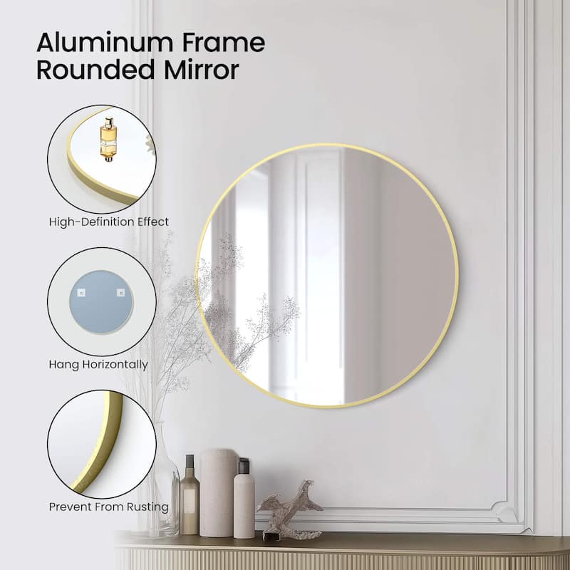 28 Inch Shatterproof Wall Mount Metal Frame Mirror