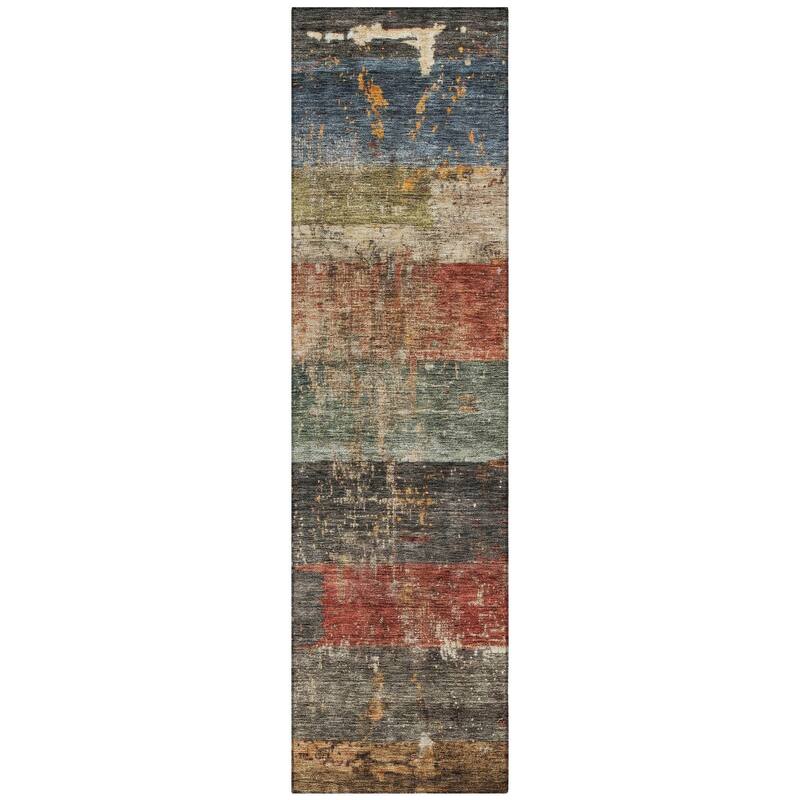 Machine Washable Indoor/ Outdoor Abstract Contemporary Chantille Rug