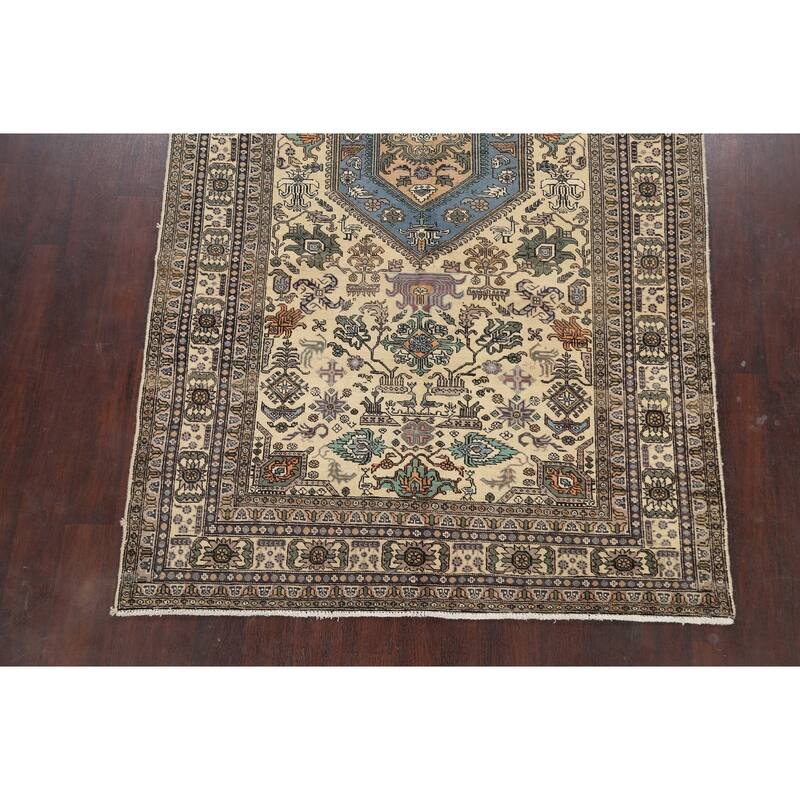 Geometric Tabriz Persian Area Rug Wool Hand-knotted Bedroom Carpet - 5'4" x 9'5"