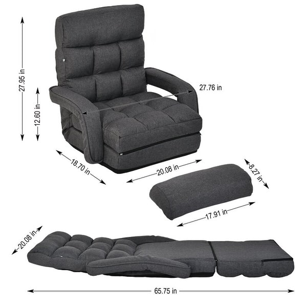 dimension image slide 0 of 3, Adjustable 6-Position Floor Chair Folding Lazy Gaming Sofa