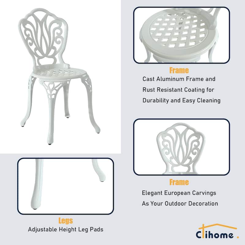Clihome Outdoor Cast Aluminum Bistro Chair (Set of 2)