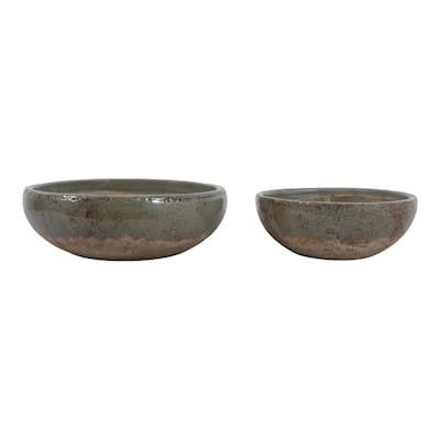 Pottery Decorative Bowls Handcrafted Detailing Casual Home (Set of 2)