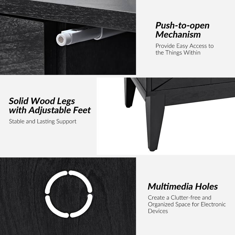 Dennis Modern 63"Wide 4-Door Sideboard with Adjustable Shelves and Cable Management by HULALA HOME